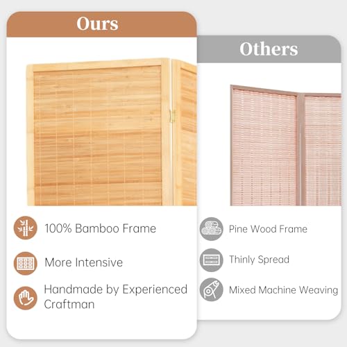 Bamboo Room Divider 4 Panel Freestanding Folding Privacy Screen T33053
