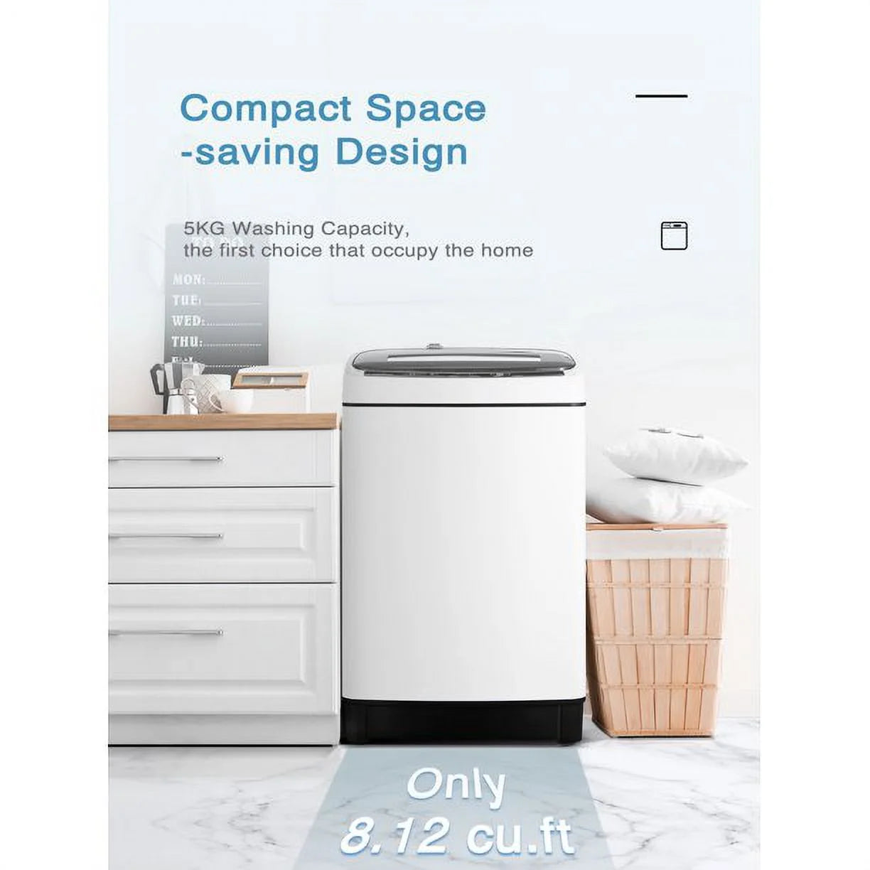 Portable Washing Machine, Compact Washer with Drain Pump, 11lbs Capacity U437529