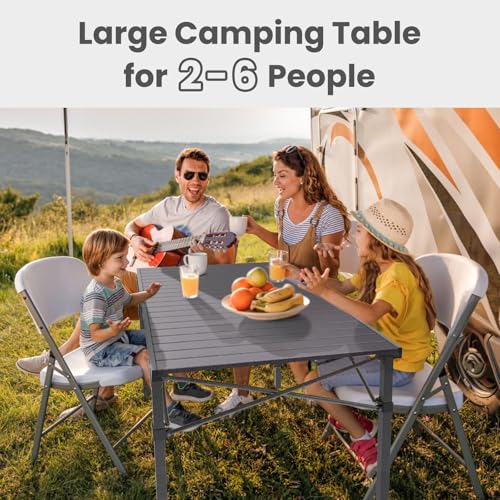 Portable Outdoor Camping Table for 2-6 Person, Foldable with Aluminum Roll-Up Top and Carry Bag P297255