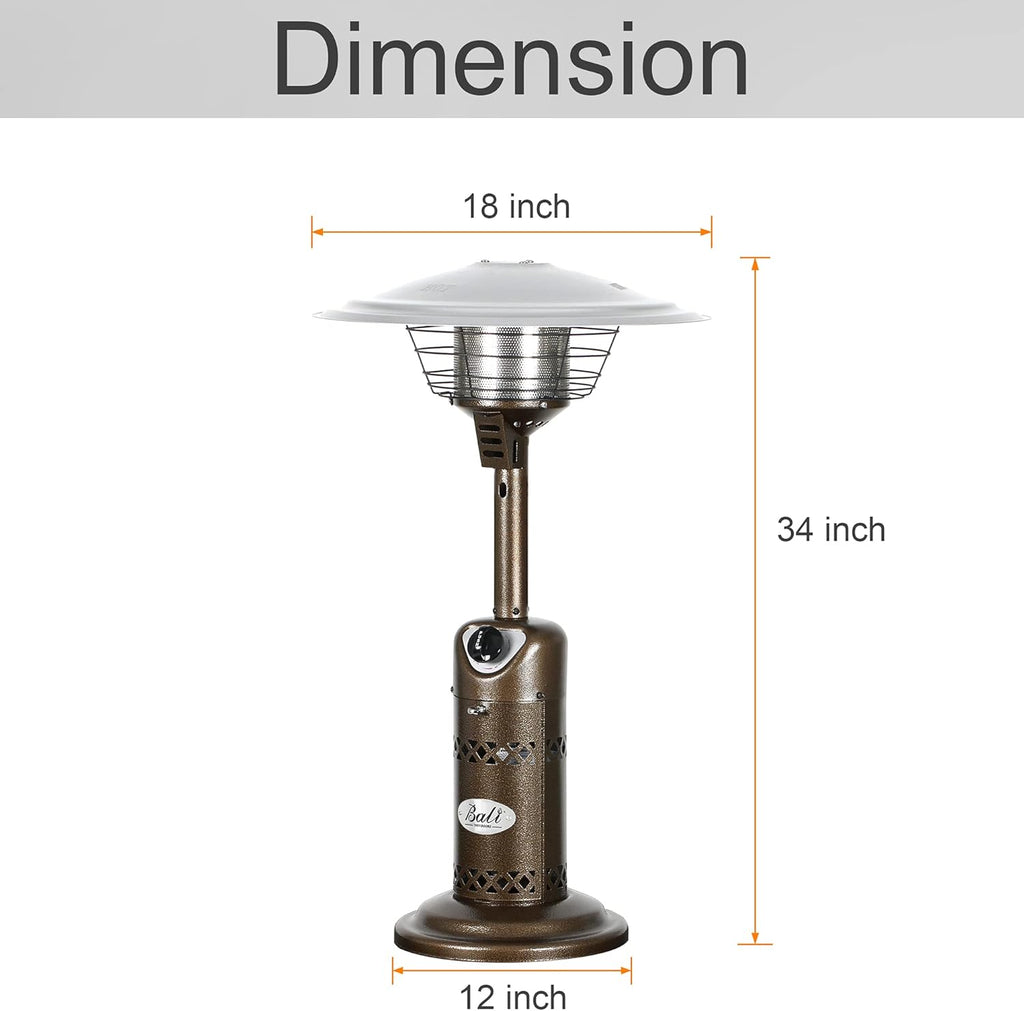 Portable Patio Heater, Outdoor Propane Table Top Heater, Bronze C87332