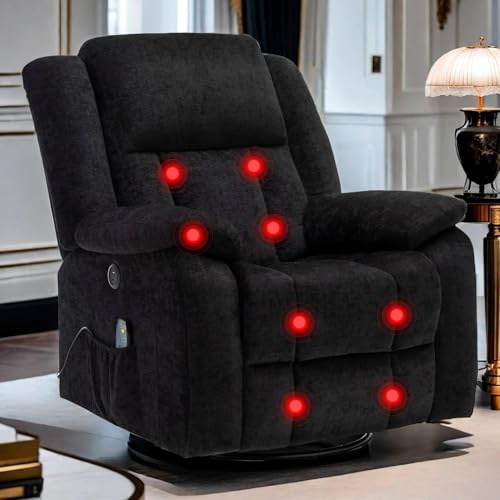 Swivel Glider Recliner Chair with Massage and Heating U99902