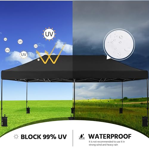 Heavy Duty Pop Up Canopy Tent 10x20 with Wheeled Carry Bag, White Q36763