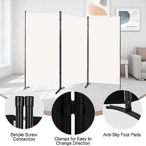 4 Panel Folding Room Divider Privacy Screen with Steel Frame F2996