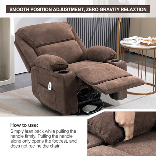 Massage Recliner Chair with Heat, Swivel Rocking, Cup Holders L468