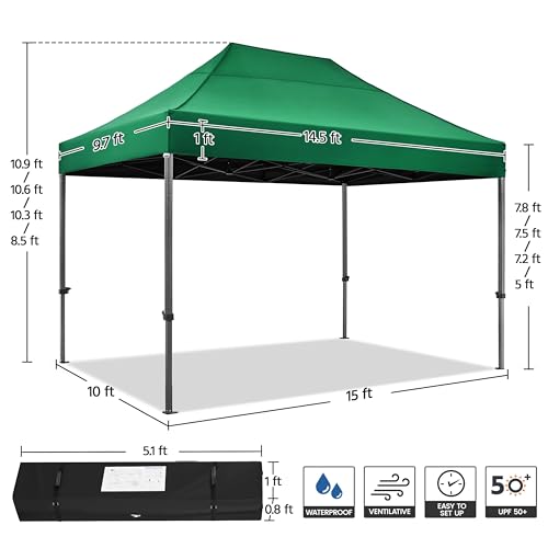 Heavy Duty Pop Up Canopy Tent 10x20 with Wheeled Carry Bag, White Q36763