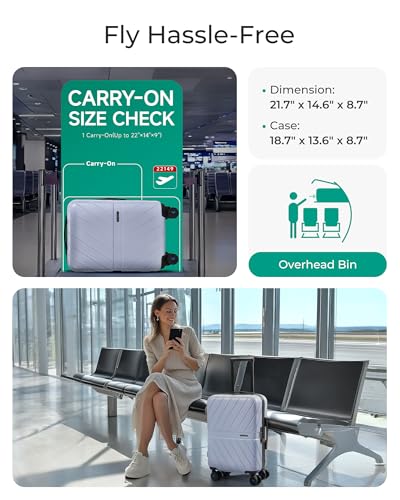 Carry On Luggage 22x14x9 with TSA Lock, Hardside Spinner Suitcase 20 Inch J7440