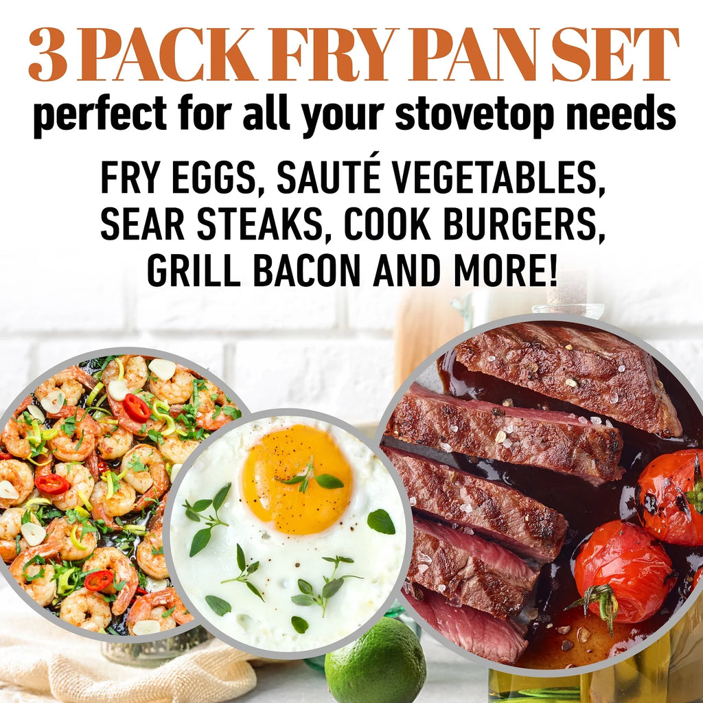 Copper Cast Frying Pan Set, Nonstick Cookware B556