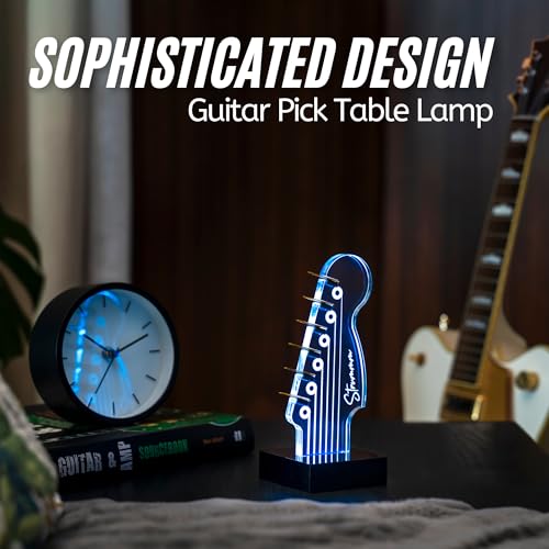 LED Guitar Pick Holder with 7-Color Changing Light, Holds 6 Picks, USB Powered E815959