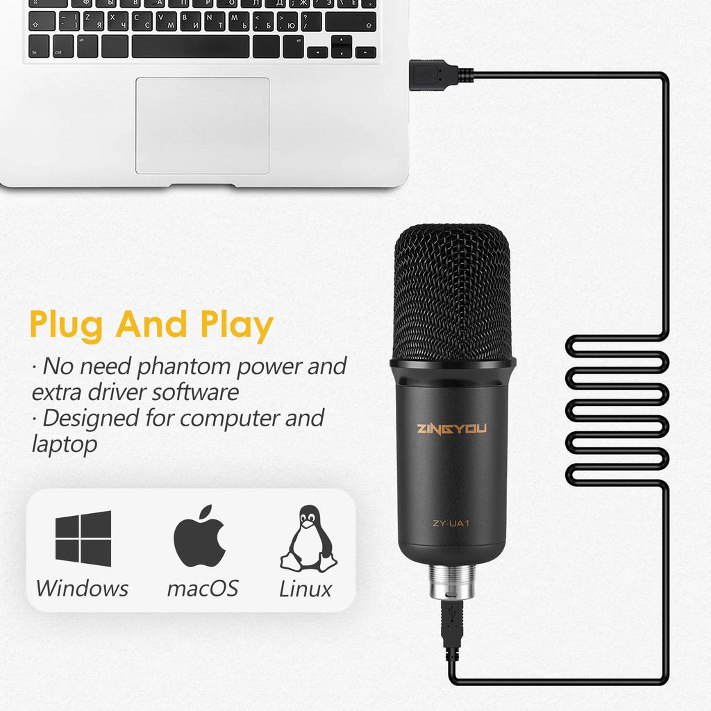 USB Microphone Bundle for Computer Recording Podcasting Gaming Streaming Z829