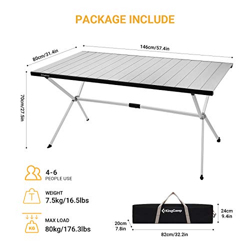 Folding Camping Table Aluminum Roll Up Portable Picnic Table Q486920