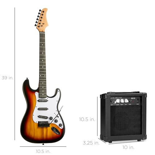 39in Full Size Beginner Electric Guitar Starter Kit with Case and Amp E13920