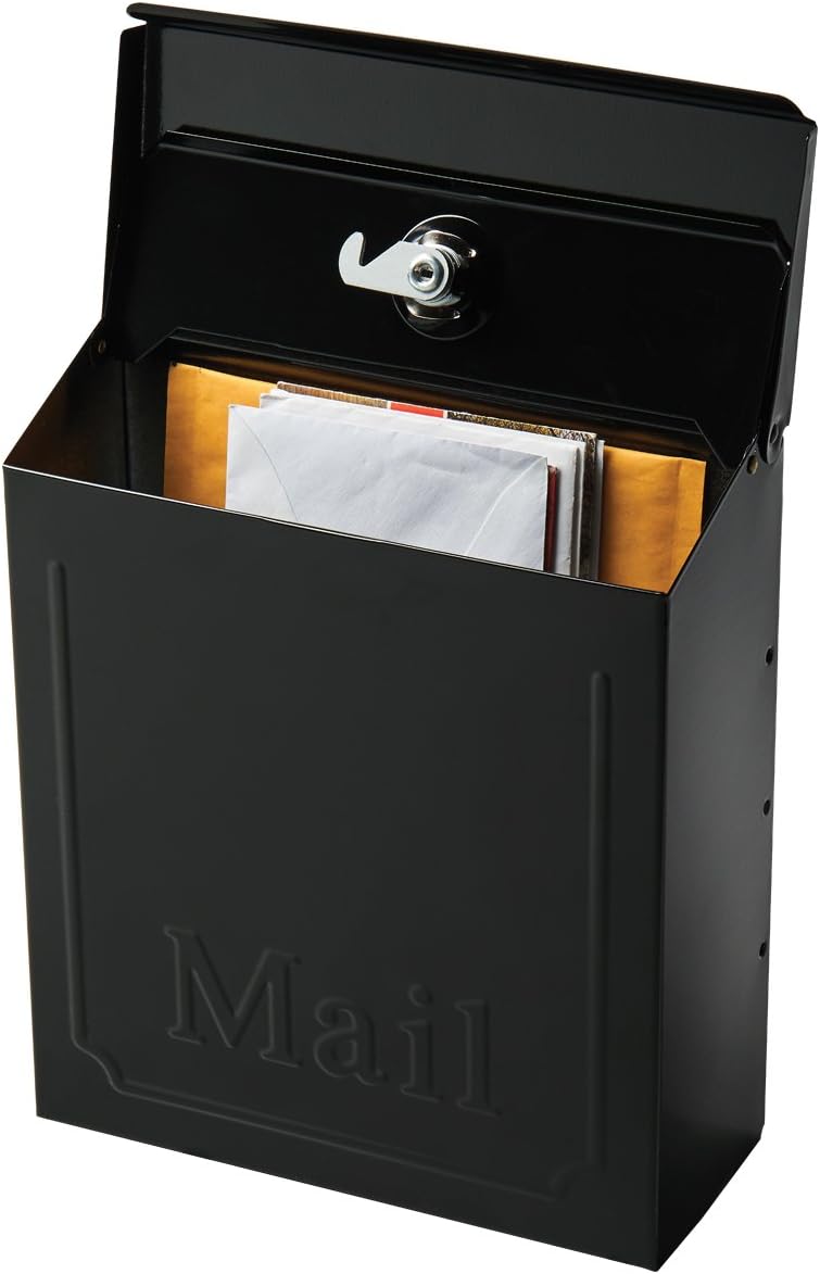 Wall Mount Mailbox, Galvanized Steel, Black S22839