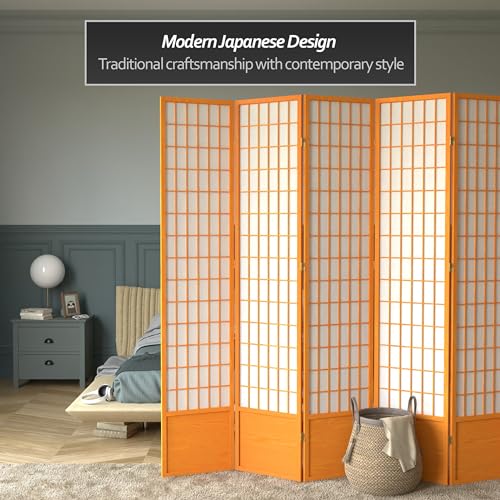 7 ft. Tall Window Pane Shoji Screen Room Divider, 3 Panels, White S15216