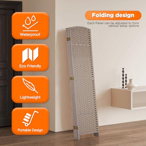 4 Panel Room Divider Screen 5.6 Ft Tall Folding Privacy Partition H959002