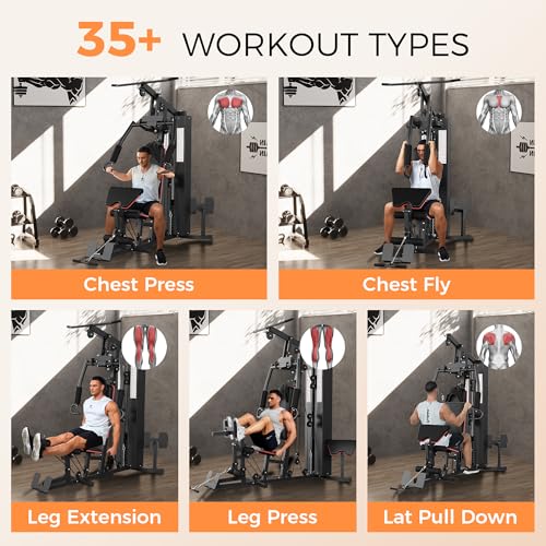 Home Gym Equipment with 150LBS Weight Stack and Pulley System Q481893