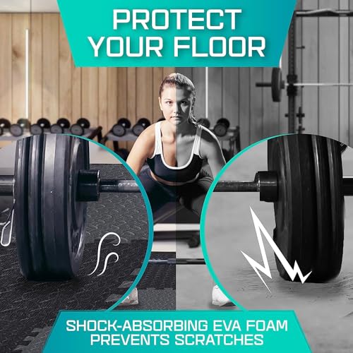 Puzzle Exercise Mat for Home Gym, EVA Interlocking Foam Floor Tiles with Border O344855