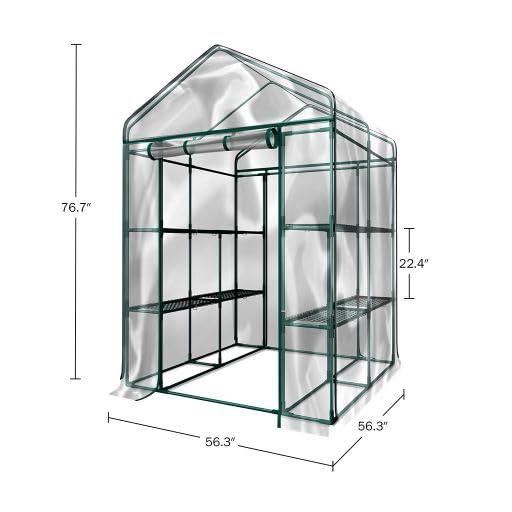 4 Tier Mini Greenhouse with Locking Wheels and PVC Cover G459030