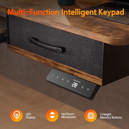 Electric Standing Desk with 2 Drawers, Height Adjustable for Home Office W495