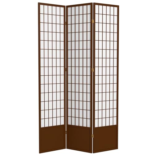 7 ft. Tall Window Pane Shoji Screen Room Divider, 3 Panels, White S15216