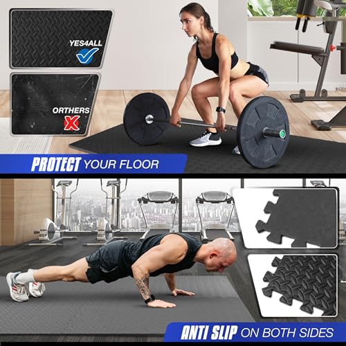 Puzzle Exercise Mat for Home Gym, EVA Interlocking Foam Floor Tiles with Border O344855