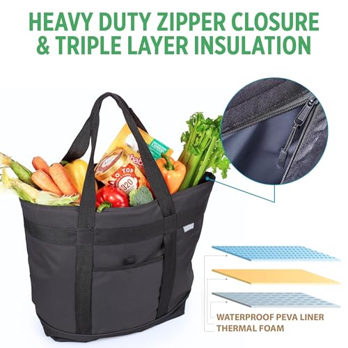 Insulated Cooler Bag with Thermal Lining, Collapsible for Grocery, Travel, Beach, and Picnic W52787