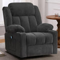 Swivel Recliner Chair with Massage and Heat, Fabric Upholstery, Lime Gray Y550941