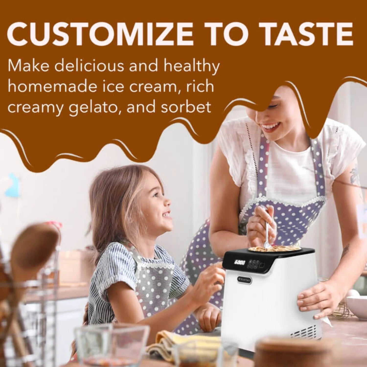 Compact Upright Automatic Ice Cream Maker with Stainless Steel Bowl K781