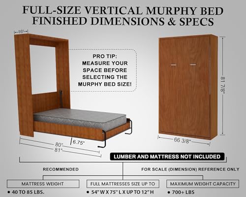Queen Size DIY Murphy Bed Hardware Kit - Vertical Wall Bed with Pull Down Mechanism C9139