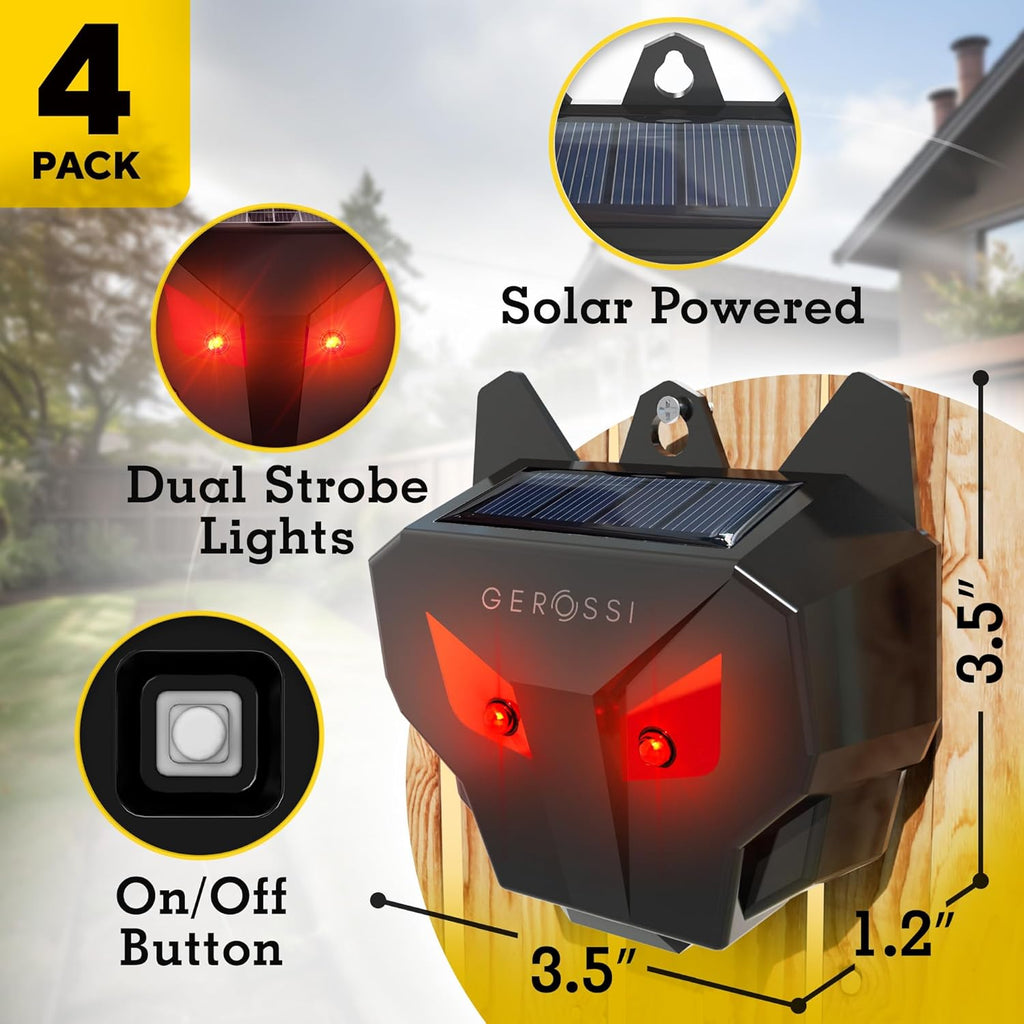 Solar Animal Repeller 4 Pack for Coyote, Deer, Fox, Raccoon, Skunk L788