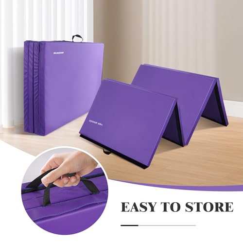 Folding Exercise Gymnastics Mat, 4x8x2 Inch, with Carrying Handles P466