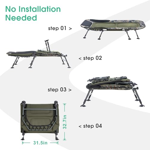 Camping Cot for Adults with Carry Bag, Heavy Duty Folding Bed with Padded Cushion D77188