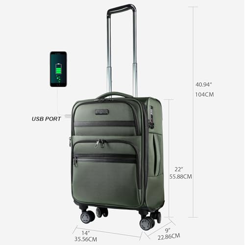 Softside Expandable Carry On Luggage with Spinner Wheels and TSA Lock B846