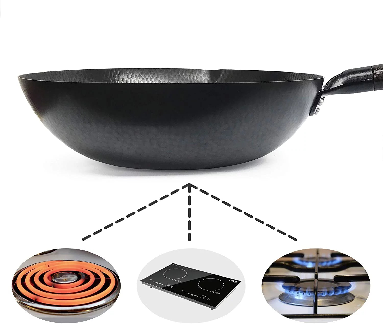 Carbon Steel Wok for Electric, Induction and Gas Stoves S33551