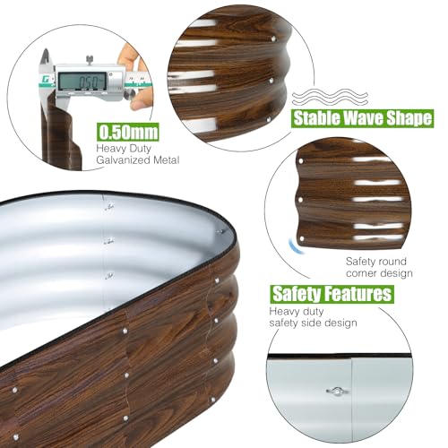 Galvanized Raised Garden Bed, 4x2x1ft Oval Metal Planter Box for Outdoor Plants Vegetables X93266
