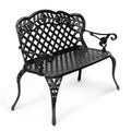Outdoor Bench, Antique Cast Aluminum Garden Seating for 2-3 People O329814