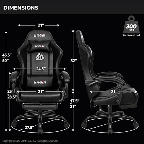 Ergonomic High Back Gaming Chair with Footrest PU Leather M911186