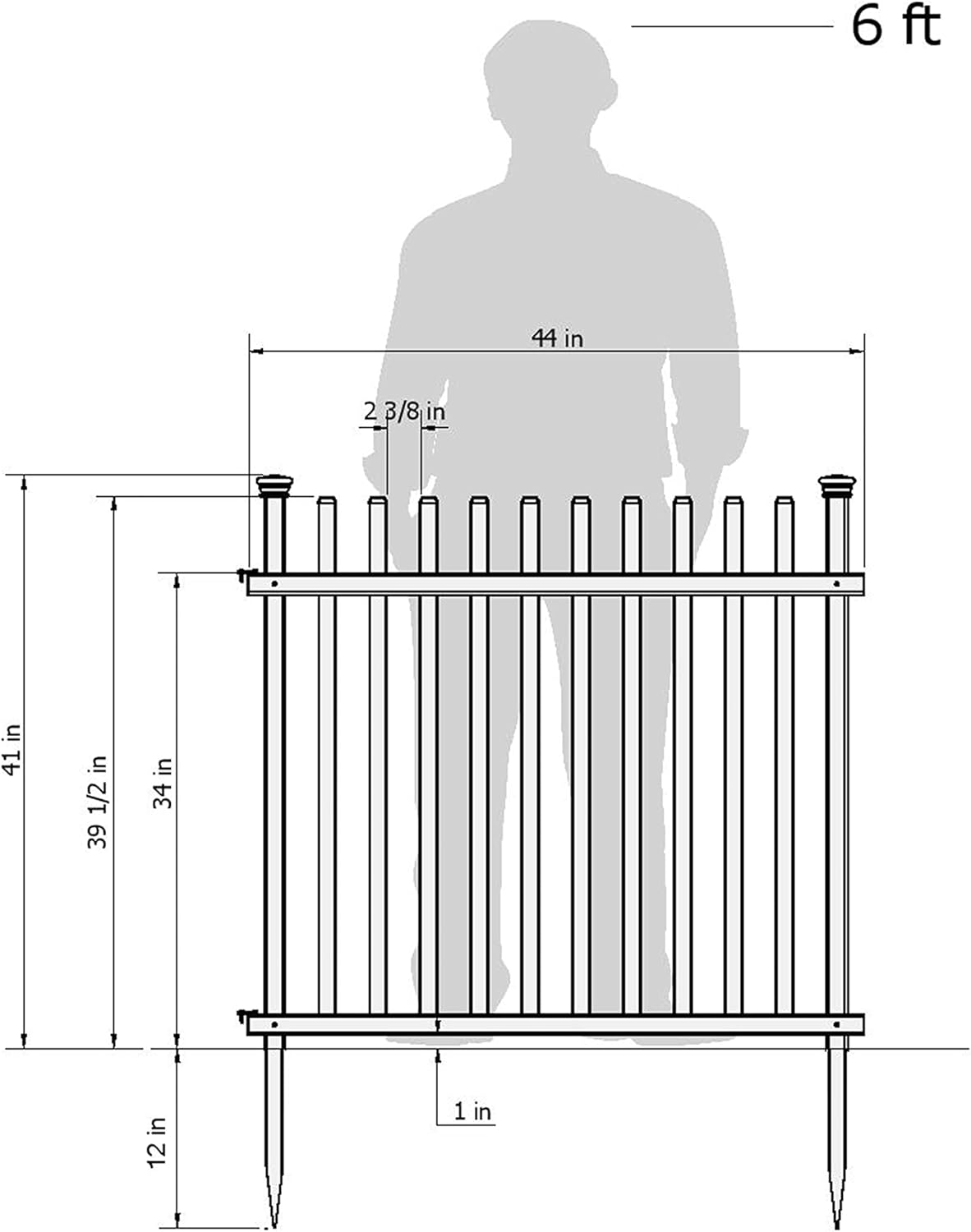Vinyl Picket Fence with No-Dig Gate Kit S4925