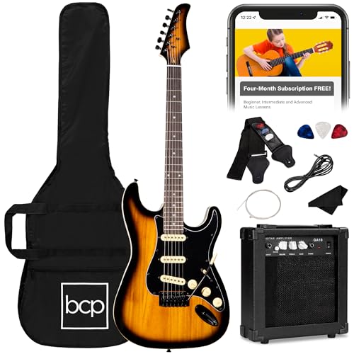 39in Full Size Beginner Electric Guitar Starter Kit with Case and Amp E13920