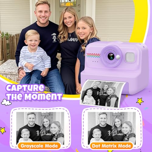 Kids Instant Print Camera 1080P HD with 3 Rolls Paper & 32GB Card U8422