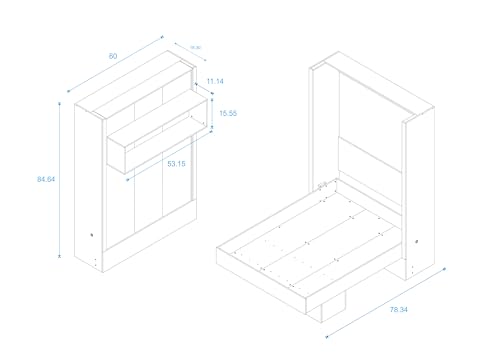 Full Murphy Wall Bed in White with Shelf Q5664