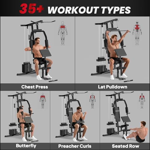 Home Gym System with 99Lbs Weight Stack for Full Body Exercise R401