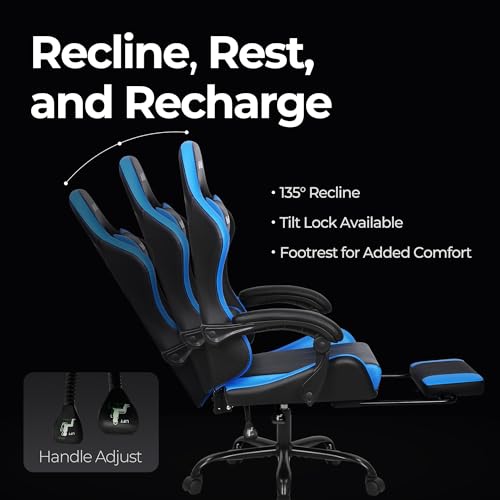 Ergonomic High Back Gaming Chair with Footrest PU Leather M911186