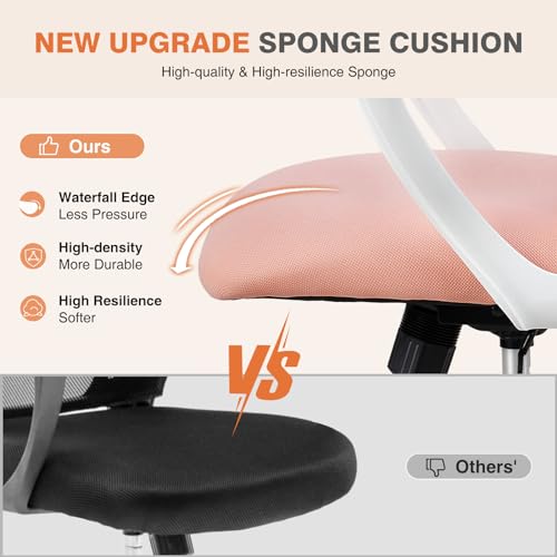 Ergonomic High-Back Mesh Rolling Desk Chair with Adjustable Headrest, Pink S9181