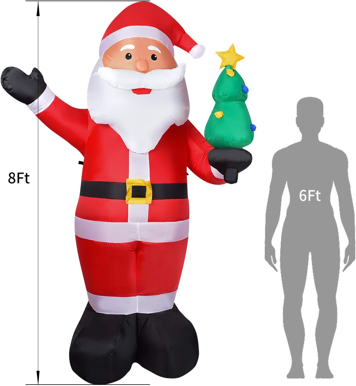 8ft Christmas Inflatable Santa Claus with LED Lights for Indoor Outdoor Yard Decor Z2096