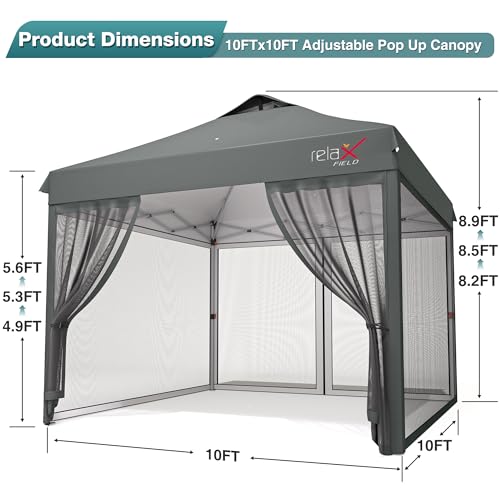 Pop Up Canopy Tent 10x10 with Mosquito Netting and Zipper Doors Q33413
