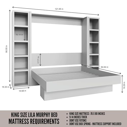 Queen Murphy Wall Bed with Two Bookshelves Z468