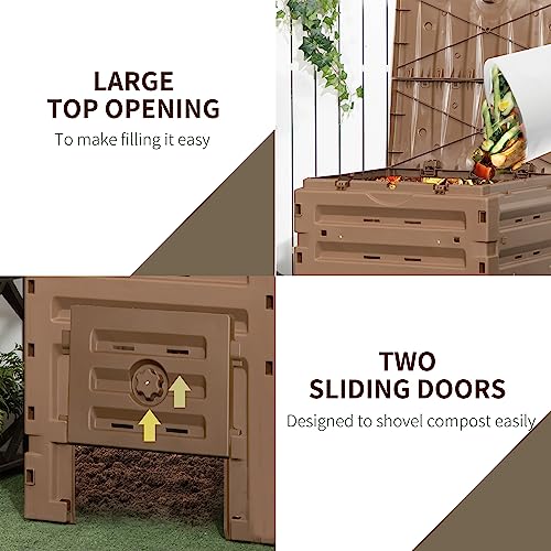 Garden Compost Bin, 120 Gallon, BPA Free, with Vents and Sliding Doors P101
