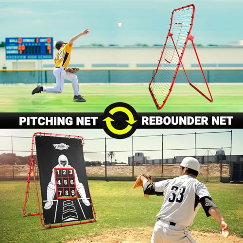 Baseball Rebounder Net with Strike Zone, Adjustable Pitching and Catching Net U99157