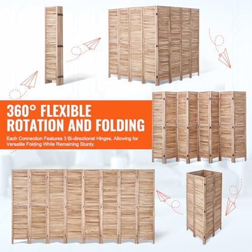4 Panel Folding Wood Room Divider, 66.9 Inch Tall Privacy Screen I263