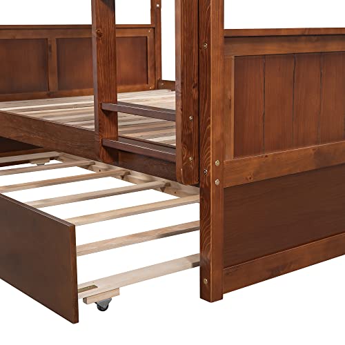 Twin Over Full Bunk Bed with Slide and Stairs for Kids I642